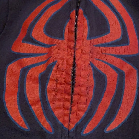 Marvel Hoodie Boys 12-18 Months Blue Graphic Zip-up Spider-Man Sweatshirt - Picture 5 of 10